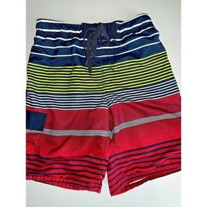 VTG OP OCEAN PACIFIC TRUNKS STRIPED SWIM BOARD SHORTS VINTAGE M / 32-34